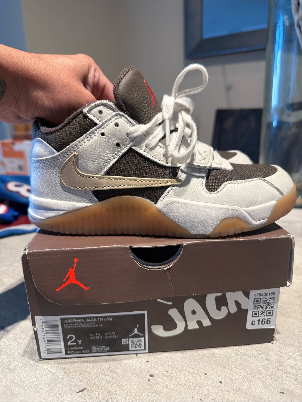 Jordan Kids' White, Brown and Gum-Soled Sneakers
